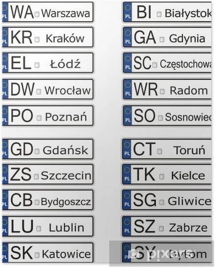 Plakát Polští SPZ - polské státní poznávací značky - Na cestě
