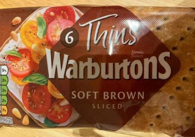 6 Thins Soft Brown Sliced Warburtons
