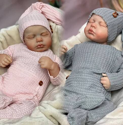 Dvojčata Bebe Reborn Panenky Malované vlasy Ruční výroba Limitovaná ed