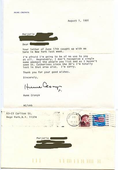 HUME CRONYN letter privatized
