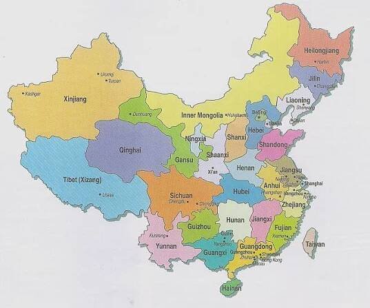 china provinces map