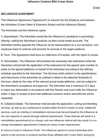 40 Influencer Contract Templates & Agreements [Word]