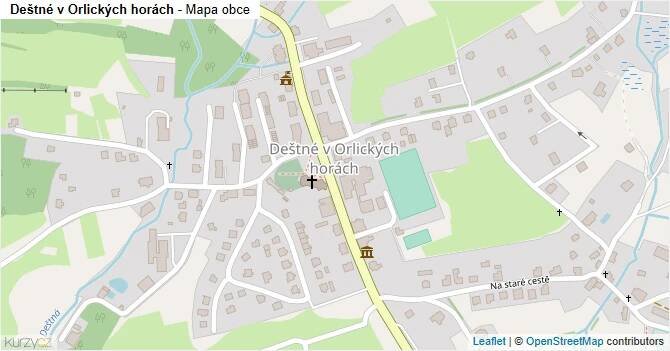 Deštné v Orlických horách - mapa obce