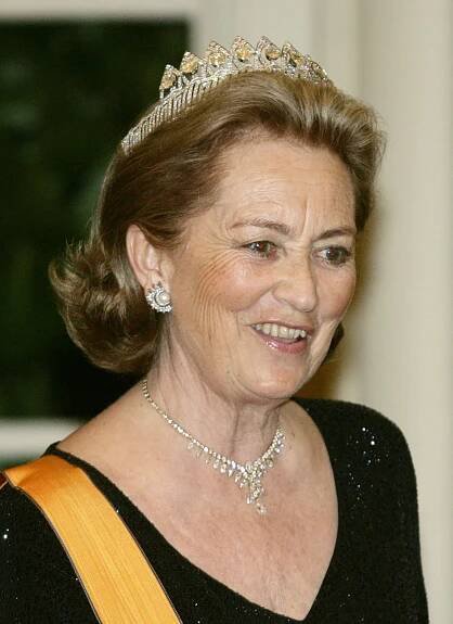 Queen Paola of Belgium attends a gala banquet at Laeken for the visiting Grand Duke and Grand Duchess of Luxembourg on March 20, 2007 (Mark Renders/Getty Images)