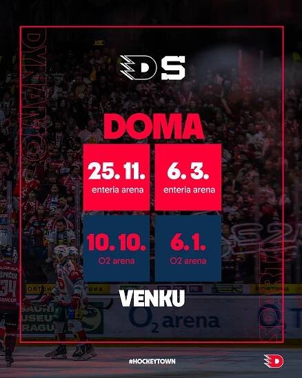 HC DYNAMO PARDUBICE – Zápasy se Spartou v sezoně 2025/2026: Kdy budeme hrát s našim druhým rivalem?