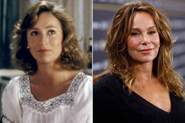 Jennifer Grey in Dirty Dancing; Jennifer Grey attends the "A Real Pain" green carpet during the 20th Zurich Film Festival at Corso Green Carpet on October 09, 2024 in Zurich, Switzerland.