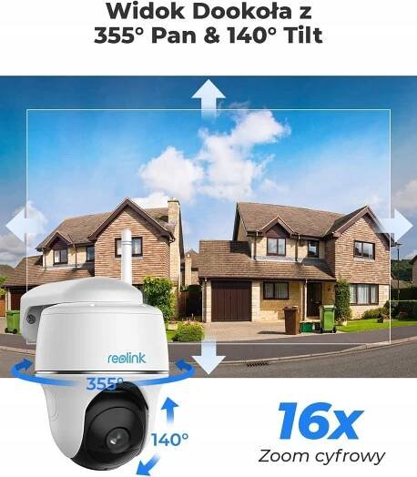IP kamera Reolink Argus PT 4 Mpix 2K 355° WiFi + SOLÁRNY PANEL 6000 mAh IP64 za 209.48EUR - Allegro