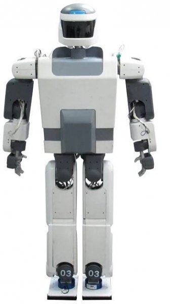 A white two legged robot.