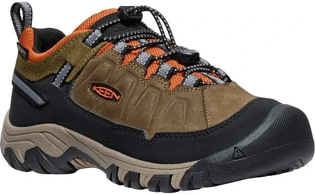 Dětské boty KEEN Targhee IV Low WP - dark olive/gold flame