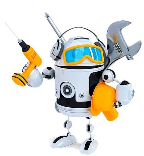 Construction robot with tools. Isolated. Contains clipping path — Stock Image