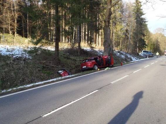 Auto se doslova zapasovalo do stromu, zasahovat musel vrtulník - FOTKY - QAP.cz
