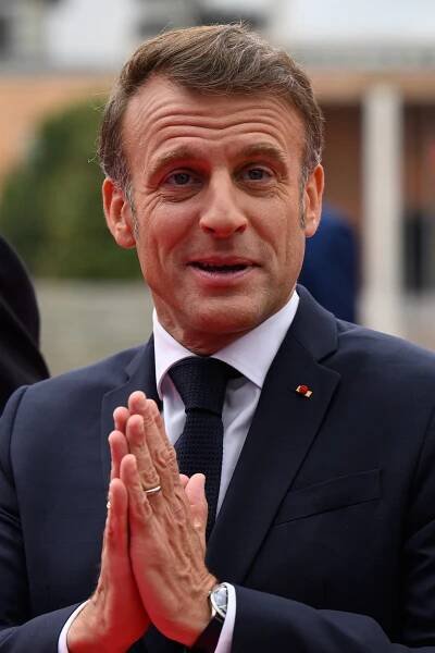 Emmanuel Macron gesturing.