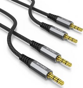 2 Pack AUX Cable,Auxiliary Cable（10ft/3m, Hi-Fi Sound）3.5mm TRS Auxiliary Audio Cable Nylon Braided Aux Cord Compatible with Car,Home Stereos,Speaker,iPod iPad,Headphones,Sony,Echo Dot,Beats (Grey)