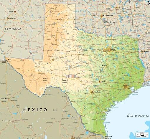 Texas Physical Map