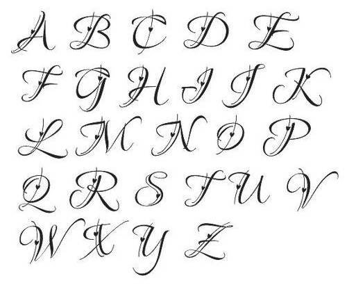 the upper and lowercase letters are drawn with black ink