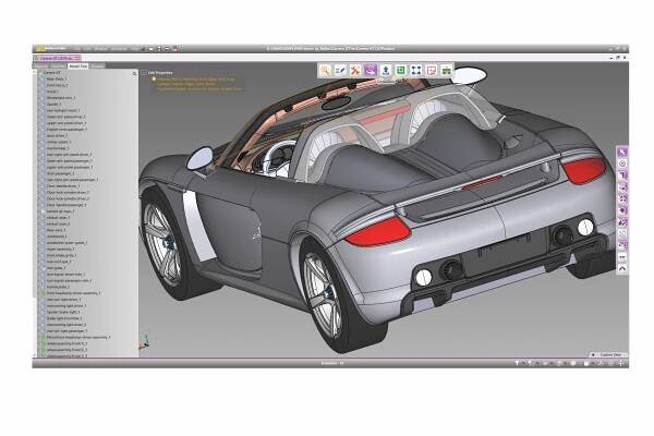 Porsche Carrera GT Auto Grau Software CAD Modellbaum