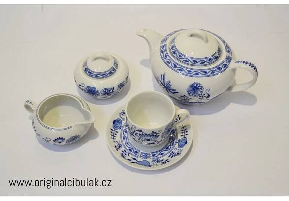 Henriette cibulák čajová souprava Saphyr Thun 6 osob 15 dílů cibulákový porcelán Nová Role