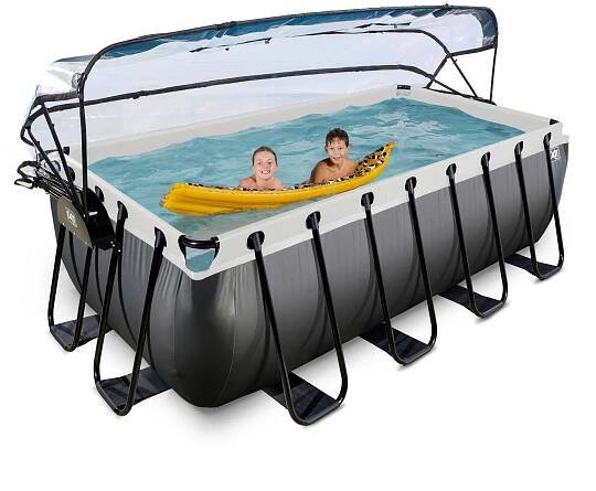POOL-SET BLACK 400/200/122 cm  - Schwarz, KONVENTIONELL, Metall (400/200/122cm) - EXIT Toys