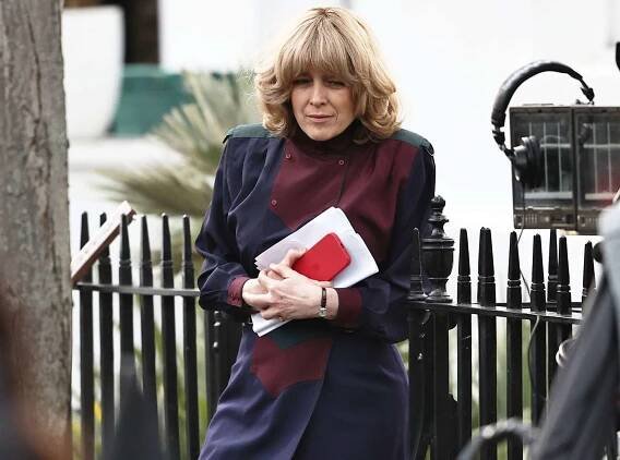 Olivia Williams filming as Camilla Parker Bowles