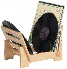 Dřevěný stojan na vinyly Vinylové desky