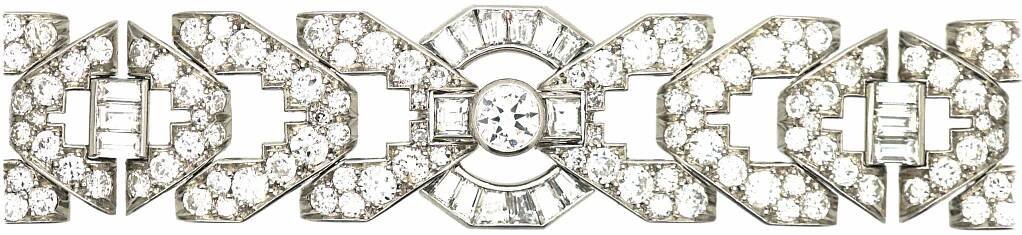 Art Deco Platinum & Diamond Geometric Bracelet