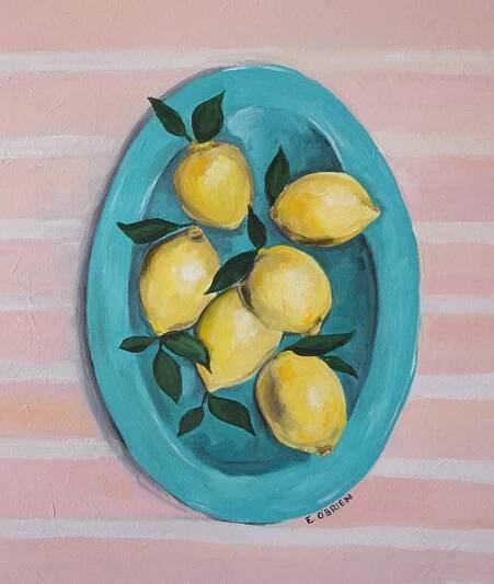 Lemons on Plate Still Life Art Print 