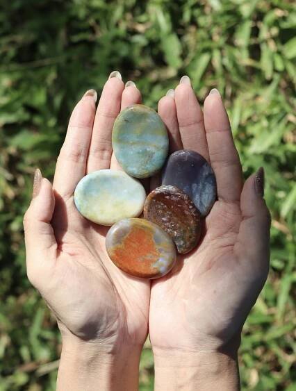 Ocean Jasper Crystal Thumb Worry Stones for Anxiety, Positive Feedback