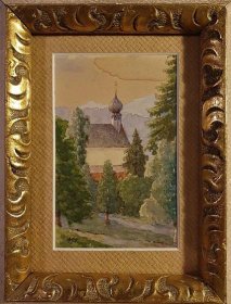 Antonín Slavíček, akvarel na papíře, původní ram, pod sklem - Umění