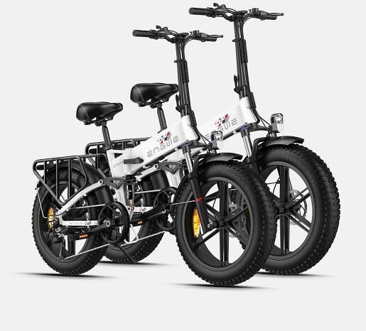 2 white engwe engine x e-bikes