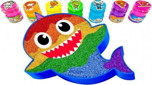 Satisfying Video l Mixing All My Slime Smoothie In Rainbow Baby Shark Bath Cutting ASMR
