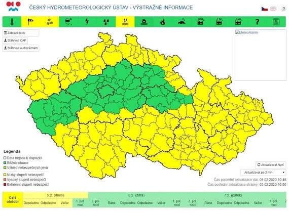 ČESKÝ HYDROMETEOROLOGICKÝ ÚSTAV: Výstraha – středa 5. únoraZa krásnější Vimperk | Za krásnější Vimperk