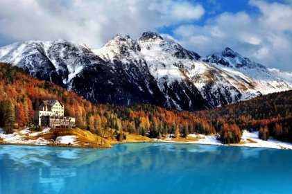 Stock fotografie Horské Jezero Svatý Mořic Švýcarsko – stáhnout obrázek nyní - Švýcarsko, St. Moritz, Hora - Vlastnost krajiny