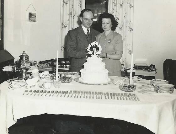 James and Lilian McNitt at their wedding reception in Grand Rapids