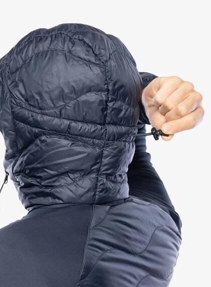 Hybridní bunda Peak Performance Helium Down Hybrid Hood - blue shadow