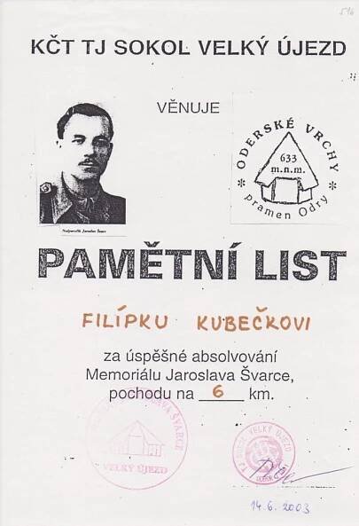 Pamětní listy 🔖 – Memoriál Jaroslava Švarce