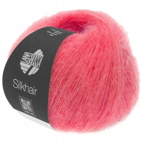 Vlna - mohér + hedvábí - korálově růžová barva - SILKHAIR - Lana Grossa