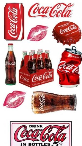 an advertisement for coca cola with lips, lips and lipstick - painted bottles on it