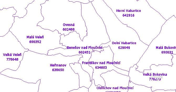 Katastrální mapa Benešov nad Ploučnicí