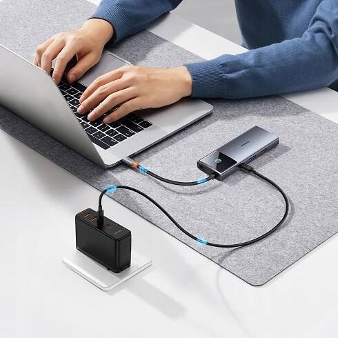 BASEUS Baseus Hub USB-C 6v1 USB-A 3.0 USB-C HDMI RJ45 LAN USB-C PD 100W za 1019.00CZK - Allegro