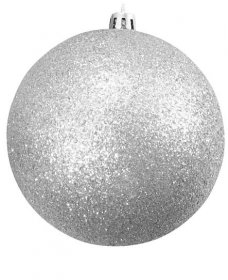 Vánoční ozdoby | Vánoční ozdoby 10cm, 4ks stříbrné s glitry | Vánoční dekorace a osvětlení 2023 - VANOCNI-SHOP.EU