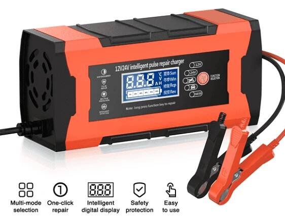 10-Amp Car Battery Charger, 12V 24V Automatic Smart Battery Maintainer Trickle Charger, Battery Charger Battery Desulfator with Temp Compensation for Car Truck Motorcycle Lawn Mower Lead Acid Battery