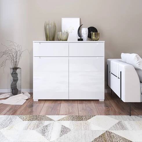 Komoda Hill 95cm Bílý Lesk/ Bílý / BAUMAX
