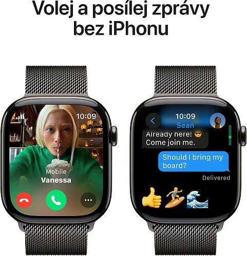 Apple Watch Series 10 46mm Cellular Břidlicově šedý titan s břidlicově šedým milánským tahem - M/L