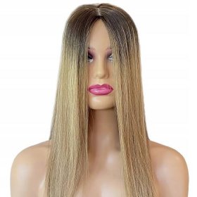 Topper poloperuka vlasy přírodní slovanské s imitací kůže ombre 40 cm