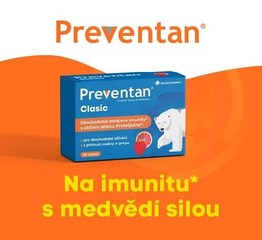 Preventan Clasic s příchutí maliny a grepu. Na imunitu s medvědí silou.
