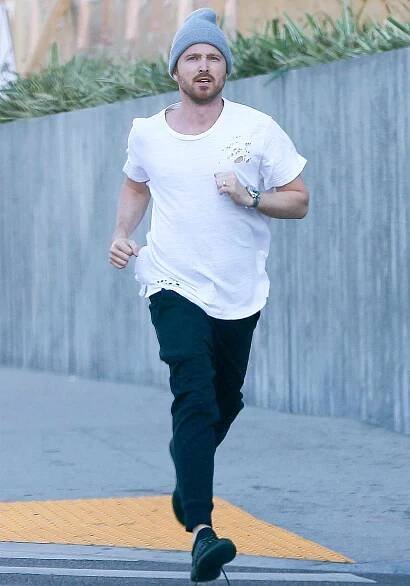 *EXCLUSIVE* Aaron Paul takes a break from daddy duty for a jog in West Hollywood