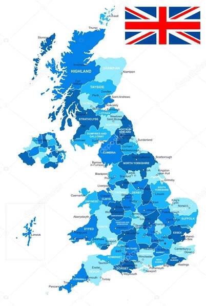 Mapa Velká Británie a vlajky - ilustrace. Stock Vektor od ©dikobrazik 78651738