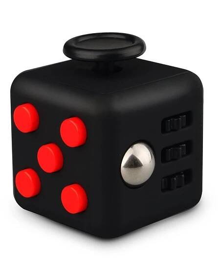 Fidget Cube - antistresová kostka - černá/červená