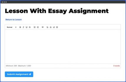 Screenshot of the LifterLMS Essay Assignment Type for Student Submission