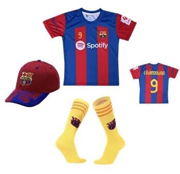Numberoplus Premium dětské fotbalové tričko + kšiltovky a ponožky FC Barcelona - Lewandowski 9 Velikost: 8-let.(vel.122)